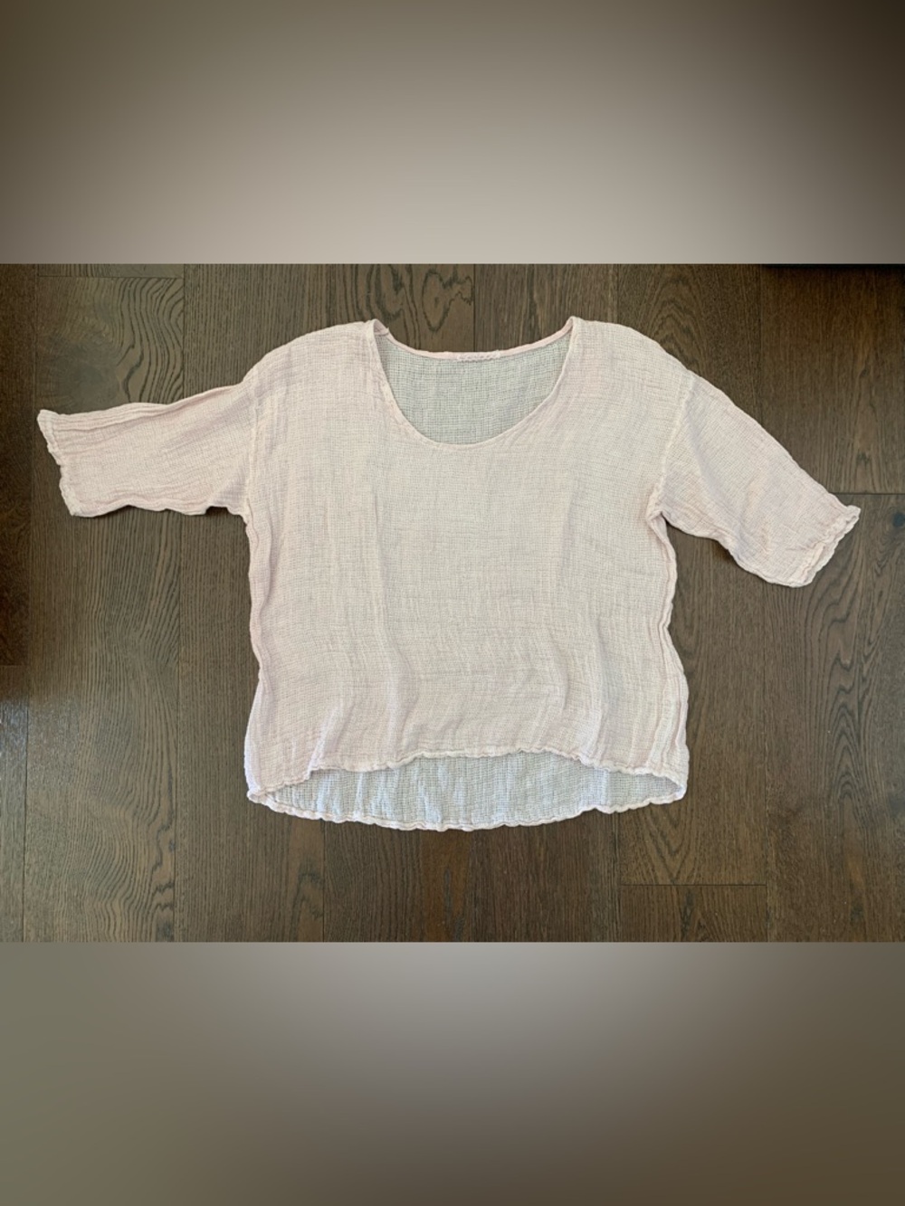 Women’s Light Pink Gauze Top - Relaxed Scoop Neck